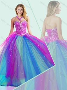 2016 Big Puffy Beaded Quinceanera Dress in Multi Color for Winter