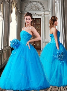 New Style Strapless Ball Gown Sequined Sweet 16 Dress in Teal