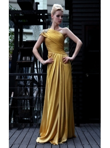 Gold Column / Sheath One Shoulder Floor-length Prom/Evening Dress