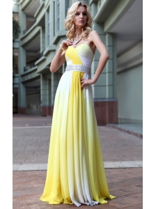 Ombre Color Empire Sweetheart Floor-length Chiffon Rhinestone Prom Dress