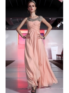 Light Pink Empire Scoop Floor-length Chiffon Beading and Ruch Prom / Evening Dress