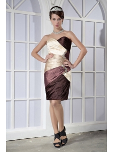 Multi-color Column / Sheath Sweetheart Knee-length Elastic Woven Satin Beading Prom Dress