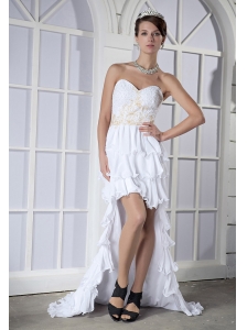 White Column / Sheath Sweetheart High-low Chiffon Beading Prom / Evening Dress