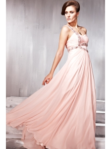 Light Pink Empire One Shoulder Floor-length Prom / Party Dress