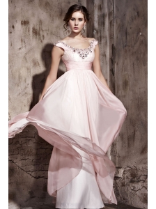 Light Pink Empire Scoop Floor-length Chiffon Beading Prom / Evening Dress