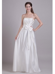 Affordable Empire Strapless Floor-length Taffeta Beading and Bowknot Wedding Dress