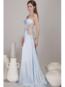 Lilac Column / Sheath One Shoulder Floor-length Taffeta Beading Prom Dress