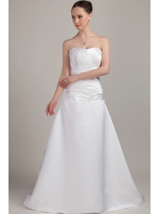 Romantic A-Line / Princess Sweetheart Brush / Sweep Satin Ruch Wedding Dress