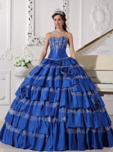 Elegant Blue Quinceanera Dress Sweetheart Taffeta Embroidery Ball Gown