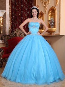 Classical Aqua Blue Quinceanera Dress Sweetheart Tulle and Taffeta Beading Ball Gown