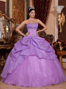 New Lavender Quinceanera Dress Strapless Organza Beading Ball Gown