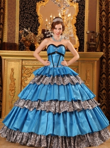Popular Sky Blue Quinceanera Dress Sweetheart Taffeta Ruffles Ball Gown