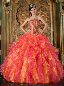 The Brand New Style Multi-Color Quinceanera Dress Strapless Organza Beading and Ruffles Ball Gown