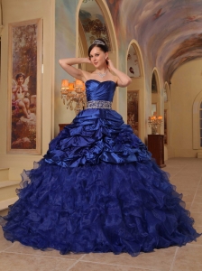 Brand New Blue Quinceanera Dress Sweetheart Organza and Taffeta Beading Ball Gown