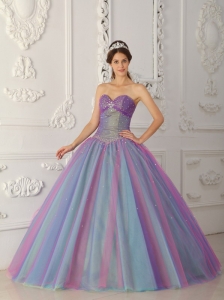 Elegant Multi-color Quinceanera Dress Sweetheart Tulle Beading Ball Gown