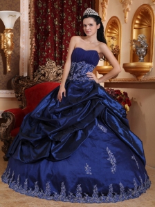 New Royal Blue Quinceanera Dress Sweetheart Taffeta Appliques Ball Gown
