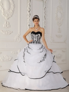 Simple White Quinceanera Dress Sweetheart Satin and Organza Ball Gown