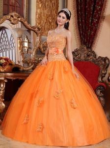 Classical Orange Quinceanera Dress Sweetheart Tulle Appliques Ball Gown