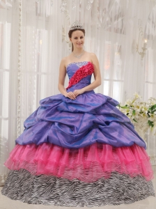 Exclusive Quinceanera Dress Taffeta and Zebra Strapless  Beading Ball Gown