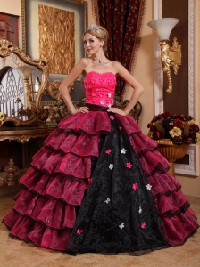 Classical Multi-color Quinceanera Dress Strapless Organza Appliques Ball Gown