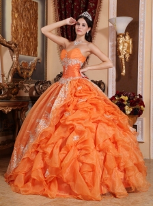 Gorgeous Orange Red Quinceanera Dress Sweetheart  Organza Beading Ball Gown