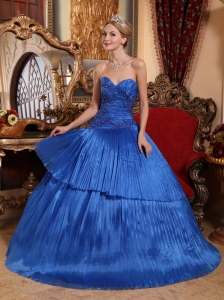 Pretty Royal Blue Quinceanera Dress Sweetheart Organza Ball Gown