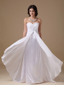 White Empire Sweetheart Floor-length Chiffon and Taffeta Lace Wedding Dress