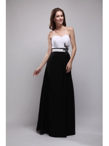 Black and White Column Sweetheart Floor-length Chiffon Appliques Prom / Evening Dress