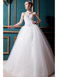 Best Ball Gown Sweetheart Floor-length Tulle Beading Wedding Dress
