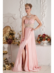 Beautiful Peach Color One Shoulder Prom Dress Rush Train Chiffon Beading