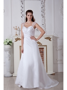 Discount A-line / Princess Straps Ruch Wedding Dress Court Train Satin