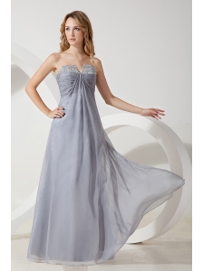 Silver Grey High Quality Chiffon Strapless Prom / Homecoming Dress
