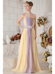Colorful Prom Dress Empire Strapless Chiffon Ruch