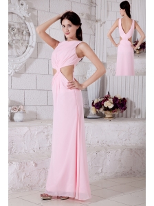 Baby Pink Prom / Evening Dress Empire Bateau Ankle-length Chiffon