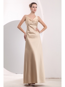 Beauty Champagne Empire Straps Homecoming Dress Satin Ruch  Floor-length