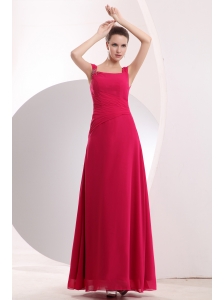 Coral Red Hot Pink Prom / Evening Dress Empire Straps Floor-length Chiffon Beading