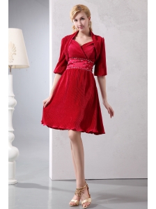 Cute Wine Red A-line Sweetheart Beading Mother Of The Bride Dress Knee-length Sepcial Fabric