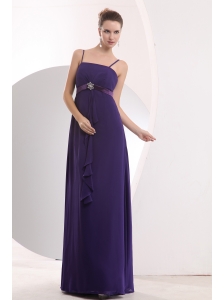Modest Purple Empire Straps Homecoming Dress Chiffon Sashes Floor-length