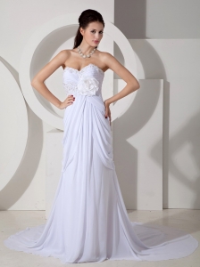 Best Wedding Dress Empire Sweetheart Appliques and Ruch Court Train Chiffon