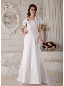 Custom Made Wedding Dress A-line / Princess Strapless Court Train Satin