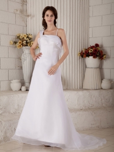Sweet A-line / Princess Beach Wedding Dress Straps Court Train Organza