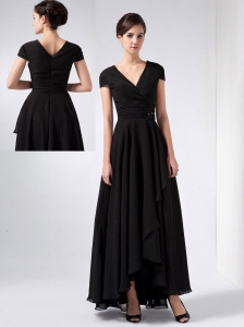 Brand New Black A-line V-neck Sequins Mother Of The Bride Dress Ankle-length Chiffon