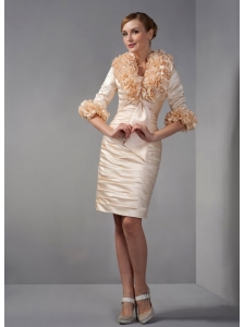 Champagne Short Mother Of The Bride Dress with Jacket Satin