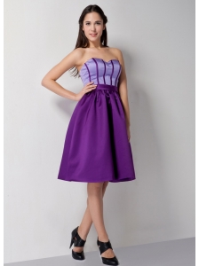 Customize Eggplant Purple A-line Sweetheart Bridesmaid Dress Knee-length Satin
