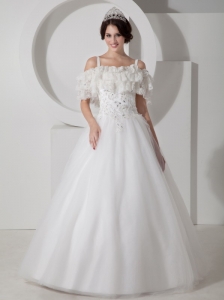 Beautiful A-line Straps Wedding Dress Tulle Appliques Floor-length
