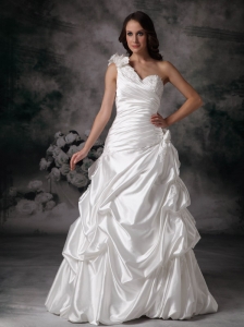 Customize One Shoulder Wedding Dress Pick ups Floor-length