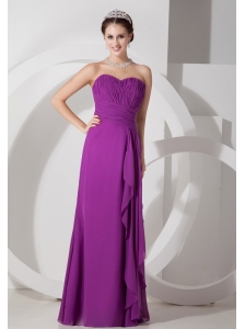 Custom Made Purple Empire Sweetheart Homecoming Dress Chiffon Ruch Floor-length