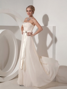 Custom Made Off White Mother of the Bride Dress Empire Strapless Chiffon Beading Floor-length