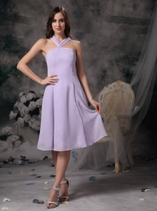 Simple Lilac Empire V-neck Prom / Homecoming Dress Chiffon Mini-length