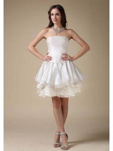 Beautiful A-line Cocktail Dress  Strapless Elastic Woven Satin and Organza Mini-length